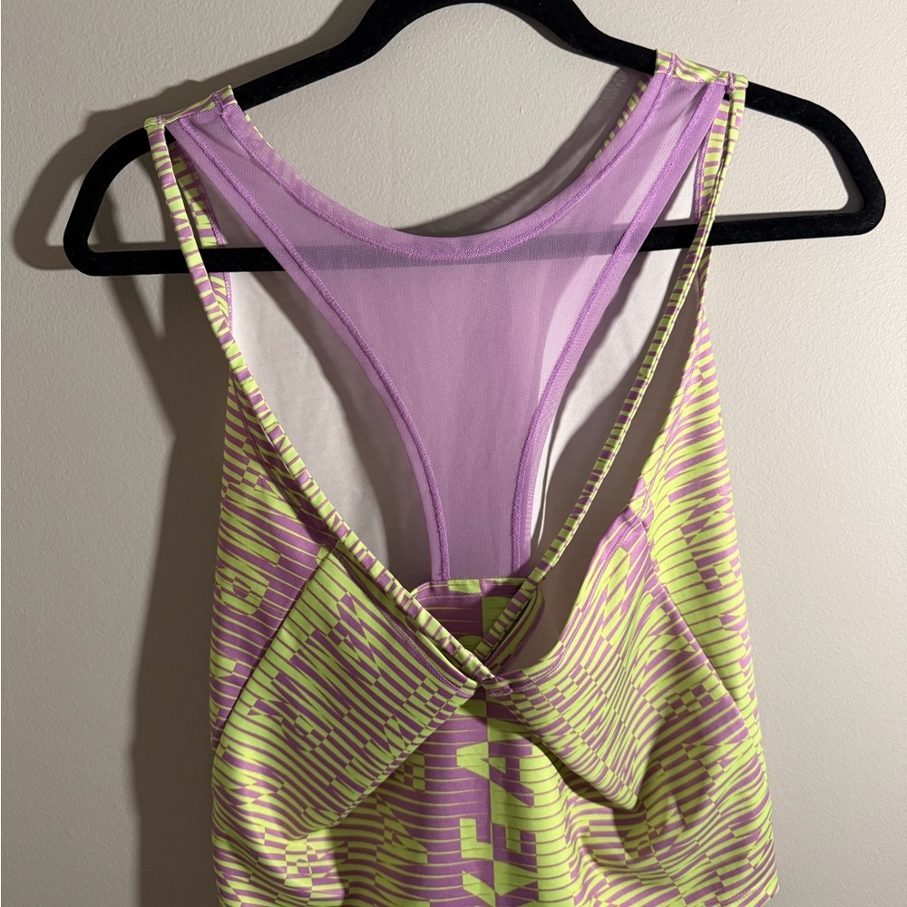 Nike Air Neon Yellow & Purple Racerback Crop Athletic Tank Top - Picture 3 of 4